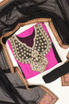 Black Crepe Georgette Semi Stitched Salwar Suit With Dupatta