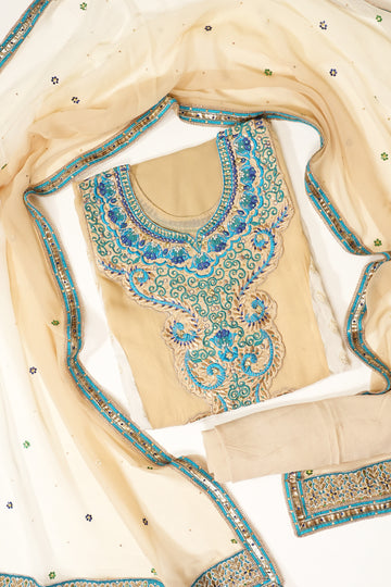 Tussar Georgette Semi Stitched Salwar Suit With Dupatta