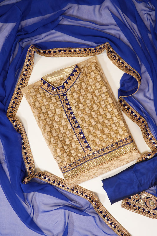 Tussar Royal Net Georgette Semi Stitched Salwar Suit With Dupatta