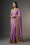 Mauvish Gajari Jacquard Chiffon Embroidered Saree With Unstitched Blouse