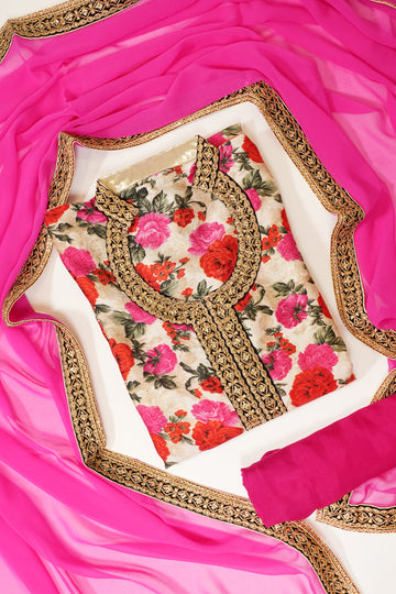 Assorted Tussar Semi Stitched Salwar Suit With Dupatta