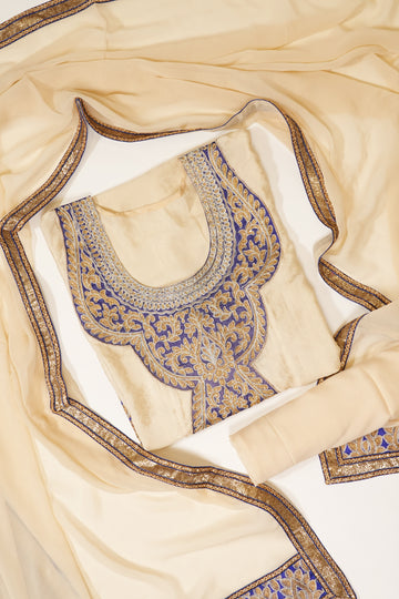 White Georgette Semi Stitched Salwar Suit With Dupatta