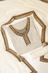 White & Black Jacquard Crepe  Semi Stitched Salwar Suit With Dupatta