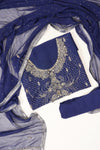 Midnight Blue Georgette Unstitched Suit Salwar With Dupatta
