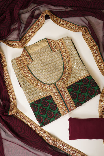 Assorted Crepe Semi Stitched Salwar Suit With Dupatta