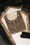 White Georgette Semi Stitched Salwar Suit With Dupatta