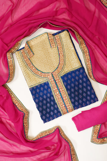 Peacock Crepe Semi Stitched Salwar Suit With Dupatta