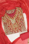 Red Net Georgette Semi Stitched Salwar Suit With Dupatta