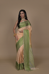 Tussar Banarasi Woven Zari Banarasi Silk Saree With Unstitched Blouse