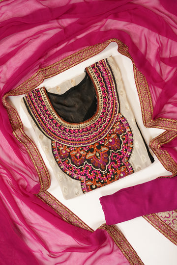 Tussar Black Georgette Semi Stitched Salwar Suit With Dupatta