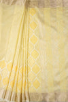 Mango Gold Linen Embroidered Saree With Unstitched Blouse