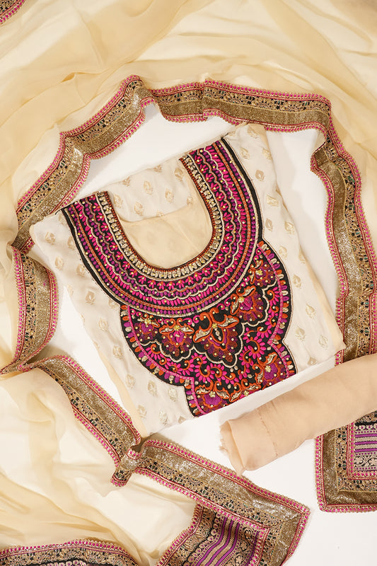 Tussar Georgette Semi Stitched Salwar Suit With Dupatta