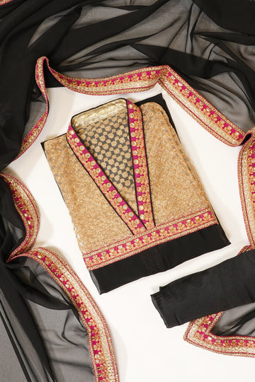 Black Georgette Semi Stitched Salwar Suit With Dupatta