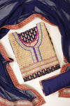 Navy Khaddi Georgette Semi Stitched Suit Salwar With Dupatta
