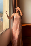 Peach Georgette Readymade Sharara Set With Georgette Dupatta