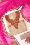 Brown Khaddi Georgette Semi Stitched Salwar Suit With Dupatta