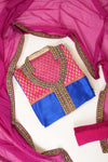 Royle Blue Tussar Semi Stitched Salwar Suit With Dupatta