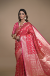 Maroon Banarasi Silk Woven Zari Saree With Unstitched Blouse