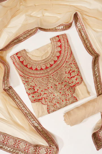 Tussar Jacquard Crepe Semi Stitched Salwar Suit With Dupatta