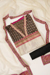 Off White Georgette Semi Stitched Salwar Suit With Dupatta