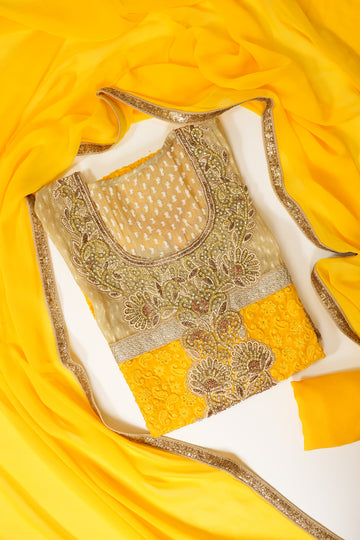 Lemon Georgette Semi Stitched Salwar Suit With Dupatta