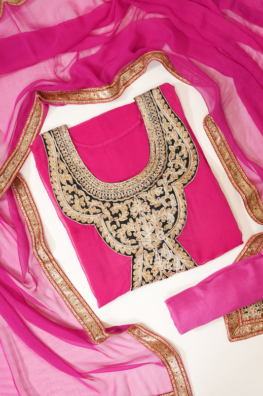 Rani Georgette Semi Stitched Salwar Suit With Dupatta