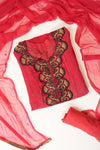 Red Georgette Semi Stitched Salwar Suit With Dupatta