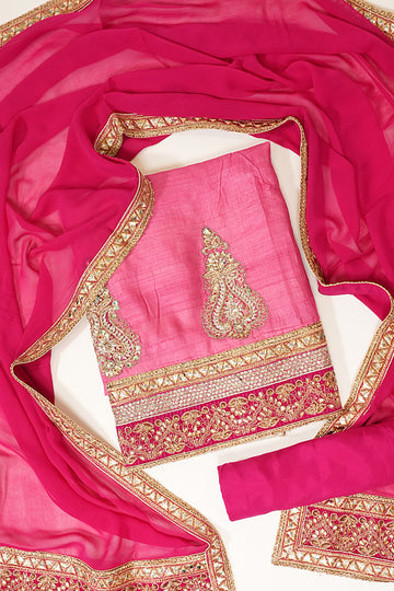 Gajari Tussar Unstitched Salwar Suit With Dupatta