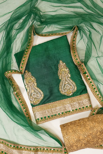 Tussar Bottle Tussar Unstitched Salwar Suit With Dupatta