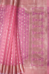 Pink Organza Woven Zari Saree With Unstitched Blouse