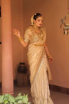 Tussar Khaddi Geogette Saree With Unstitched Blouse (Ft:-Guneet Virdi)