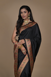 Black Woven Zari Banarasi Silk Saree With Unstitched Blouse