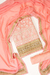 Peach Georgette Unstitched Suit Salwar With Dupatta
