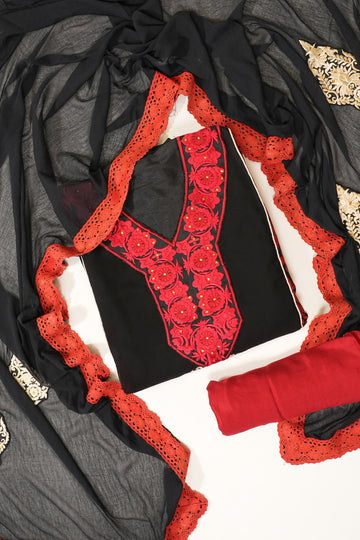 Black Georgette Unstitched Suit Salwar With Dupatta