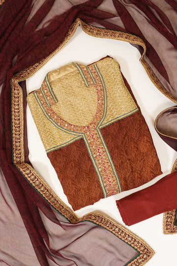 Assorted Crepe Semi Stitched Suit Salwar With Dupatta