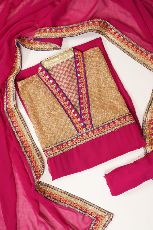 Rani Georgette Semi Stitched Salwar Suit With Dupatta