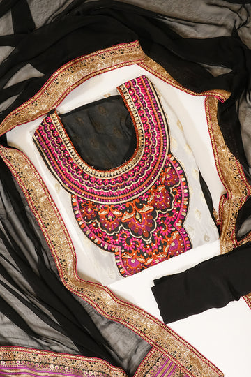 Black Georgette Semi Stitched Salwar Suit With Dupatta