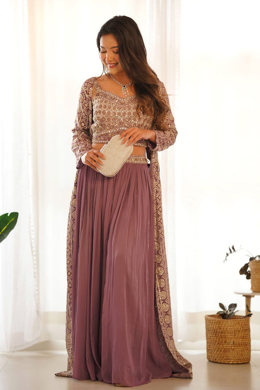 Georgette Short Top Sharara Set With Shrug (Ft:-Arti Chauhan)