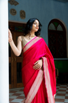 Rani Woven Zari Banarasi Silk Designer Saree With Unstitched Blouse