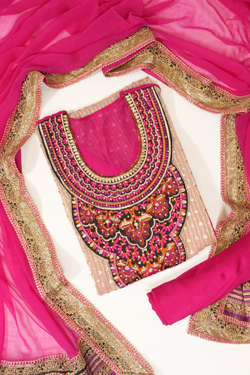 Rani Georgette Semi Stitched Salwar Suit With Dupatta