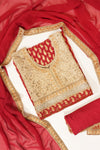Maroon Khaddi Georgette Semi Stitched Suit Salwar With Dupatta