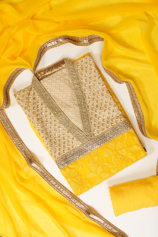 Lemon Georgette Semi Stitched Salwar Suit With Dupatta