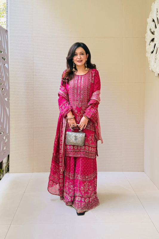 Rani Crepe Readymade Sharara Set With Crepe Dupatta (Ft:-Anjan Prasad)