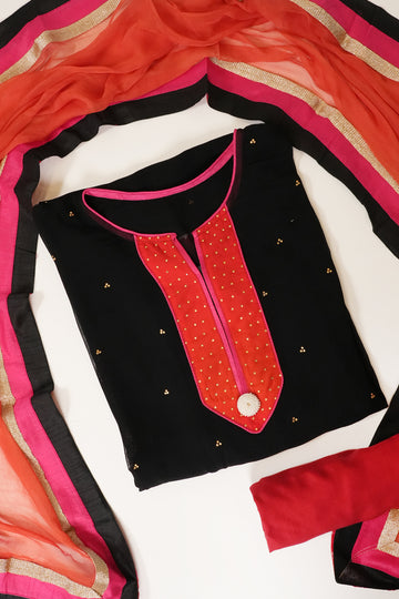 Black Georgette Semi Stitched Salwar Suit With Dupatta