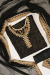 Black Georgette Semi Stitched Suit Salwar With Dupatta