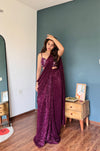 Garnet Net Pre-Draped Designer Saree With Readymade Blouse (Ft:-Review Addict)