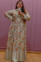 Dolna Floor Length Readymade Suit With Silk Dupatta (Ft:-Manveen Kaur)