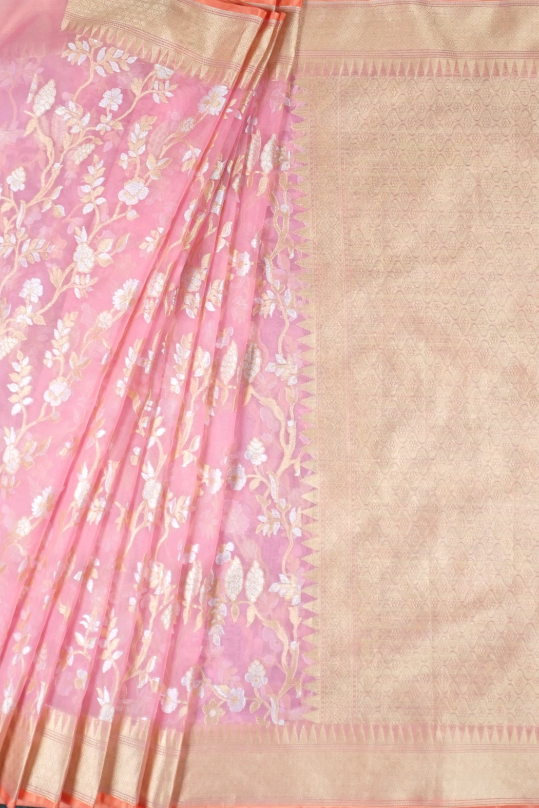 Organza Embroidered Saree With Woven Zari