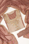 Tussar Khaddi Georgette Semi Stitched Suit Salwar With Dupatta