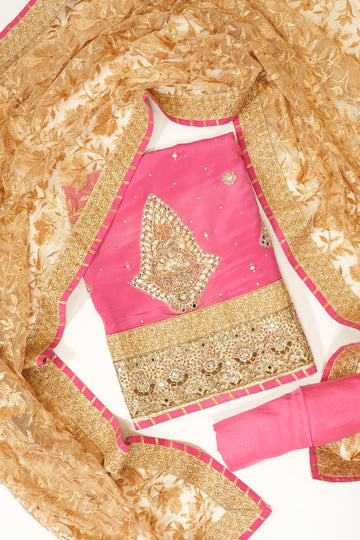 Gajari Crepe Unstitched Suit Salwar With Dupatta